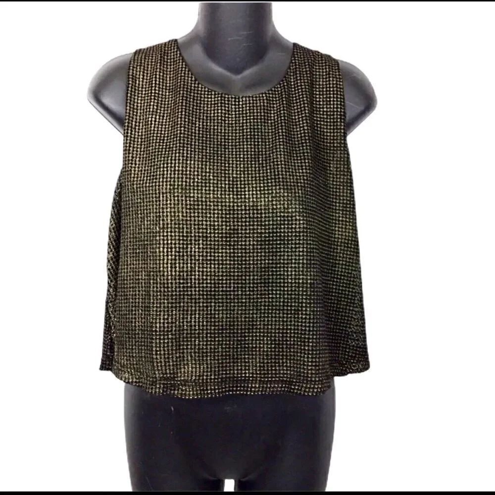 She + Sky black and gold sparkle crop Top Large